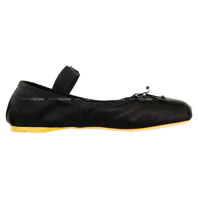 Miu Miu ballet shoes(flat shoes) Ballerina with Logo Band Noir (Black) Silk Viscose #38 5F794DQU6F0002[EXCELLENT][Authentic]