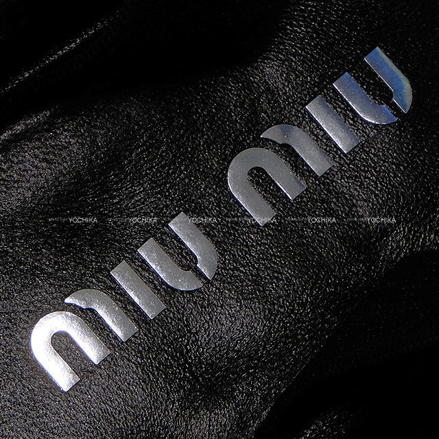 Miu Miu ballet shoes(flat shoes) Ballerina with Logo Band Noir (Black) Silk Viscose #38 5F794DQU6F0002[EXCELLENT][Authentic]