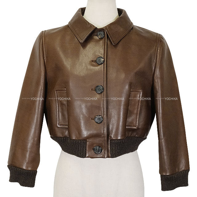 2025AW Miu Miu Leather jacket Cropped Logo Bruciato Leather #40 MPG501_15YZ_F0038[BRAND NEW][Authentic]