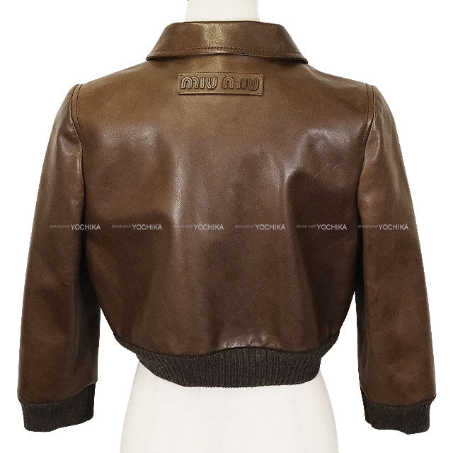 2025AW Miu Miu Leather jacket Cropped Logo Bruciato Leather #40 MPG501_15YZ_F0038[BRAND NEW][Authentic]