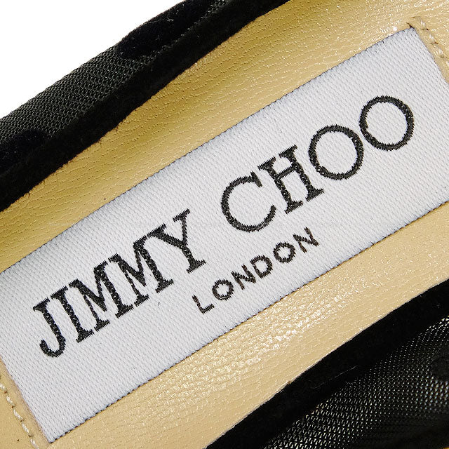 JIMMY CHOO pumps DOROTHY 85 Dot Ribbon Glitter Noir (Black) /Light Bronze Mesh #38 164DOROTHY 85.XKP[EXCELLENT][Authentic]