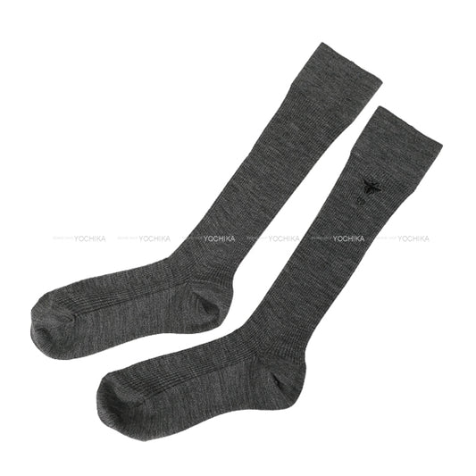 Dior Socks with Bee Embroidery rib Grey Cotton[BRAND NEW][Authentic]