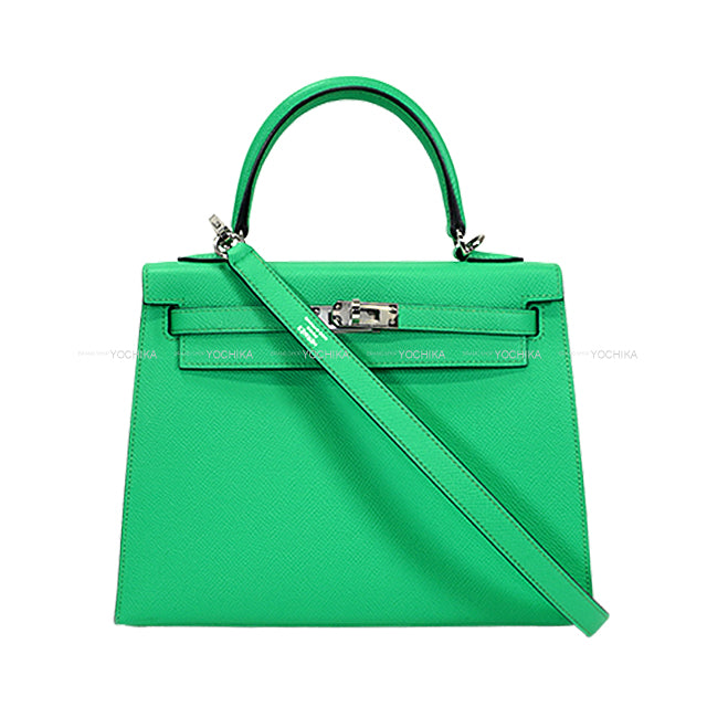 [Pre-loved] HERMES Shoulder bag Kelly25 Sellier Vert comics Veau Epsom Silver HW Stamp B[LIKE NEW][Authentic]