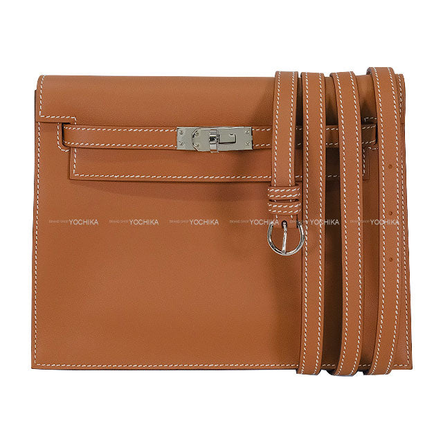 HERMES Shoulder bag Kelly Dance 2 Gold Veau Swift Silver HW Stamp U[EXCELLENT][Authentic]