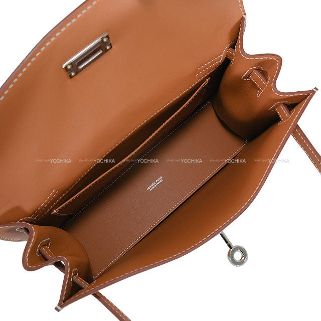 HERMES Shoulder bag Kelly Dance 2 Gold Veau Swift Silver HW Stamp U[EXCELLENT][Authentic]