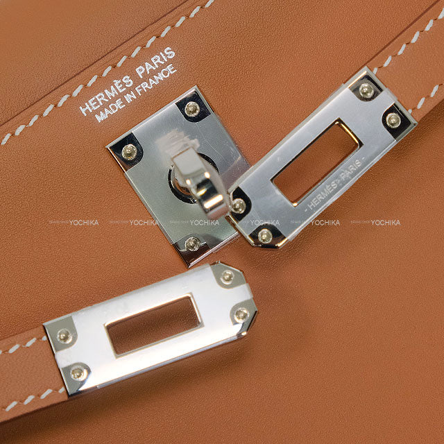 HERMES Shoulder bag Kelly Dance 2 Gold Veau Swift Silver HW Stamp U[EXCELLENT][Authentic]