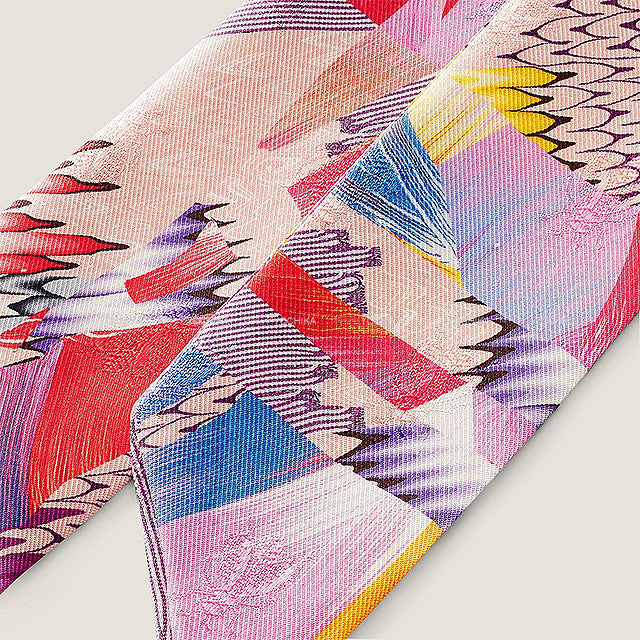 HERMES scarf Twilly Kyoto Marble Tattoo Rose/Multicolor Silk100%[EXCELLENT][Authentic]