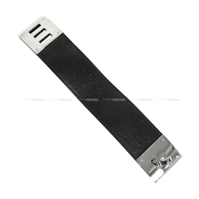 [Pre-loved] HERMES bracelet Kelly Dog Noir (Black) Box Calf Silver HW Stamp T[LIKE NEW][Authentic]