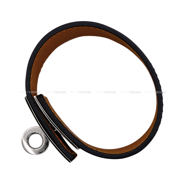 [Pre-loved] HERMES bracelet Kelly Dog Noir (Black) Box Calf Silver HW Stamp T[LIKE NEW][Authentic]