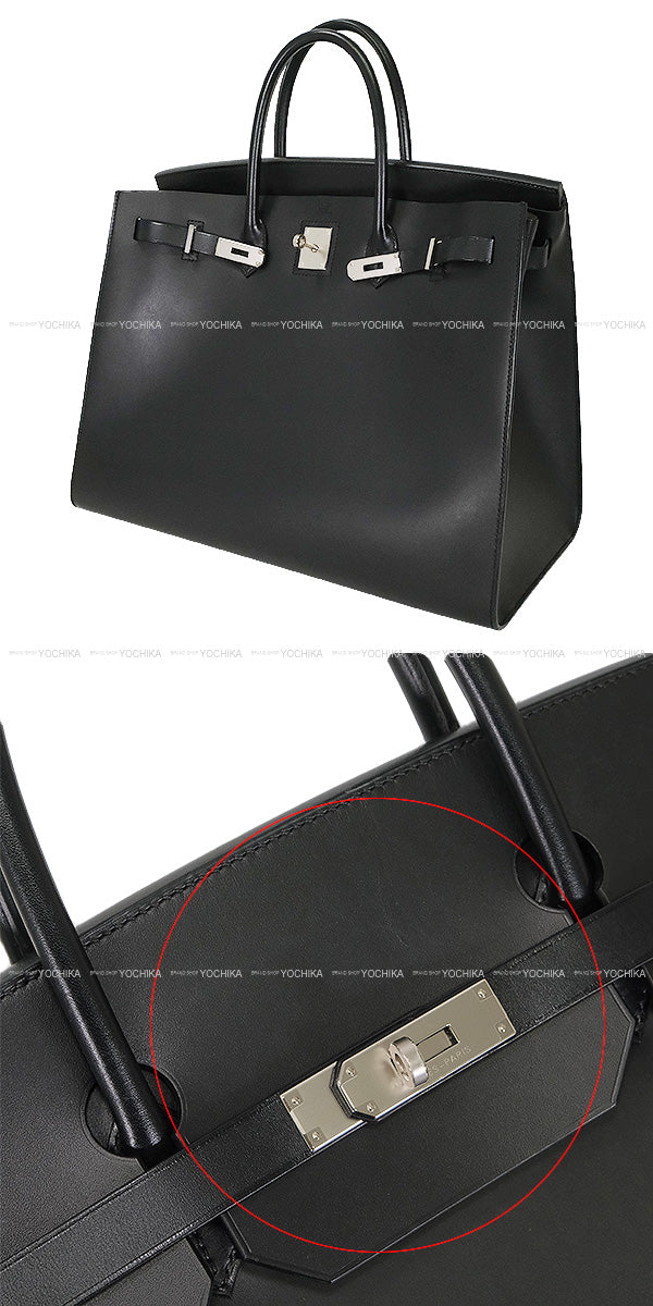 [Pre-loved] HERMES Handbag Birkin40 Sellier Noir (Black) Vache Hunter Silver HW Stamp T[LIKE NEW][Authentic]