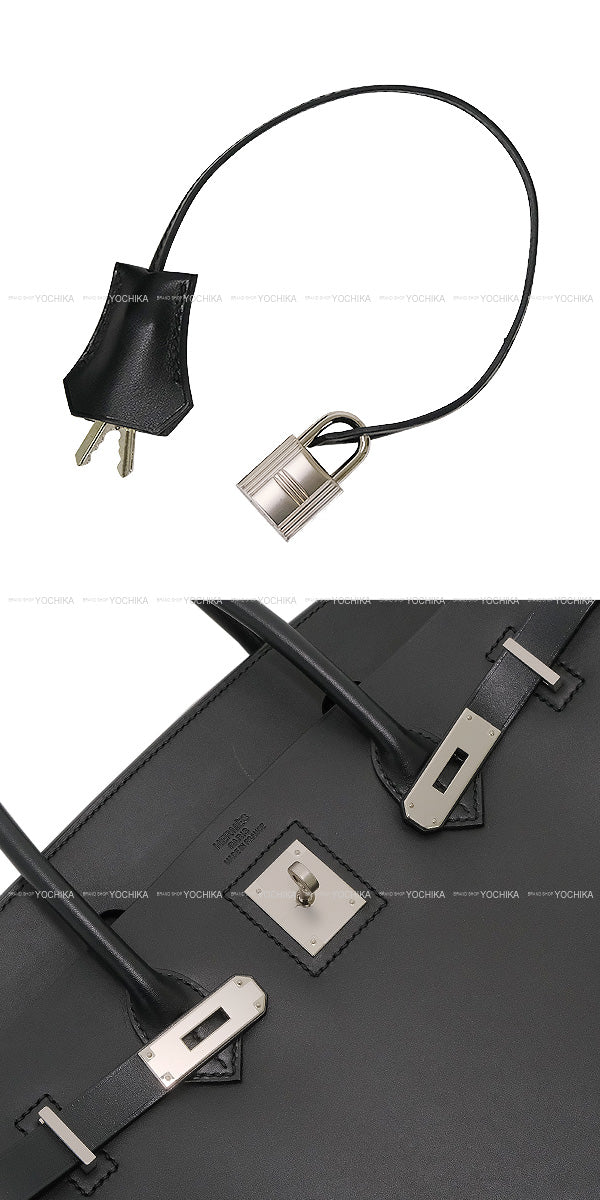 [Pre-loved] HERMES Handbag Birkin40 Sellier Noir (Black) Vache Hunter Silver HW Stamp T[LIKE NEW][Authentic]
