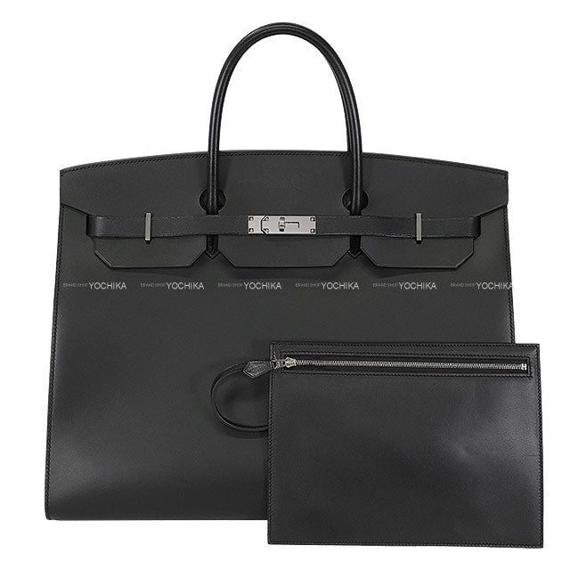 [Pre-loved] HERMES Handbag Birkin40 Sellier Noir (Black) Vache Hunter Silver HW Stamp T[LIKE NEW][Authentic]