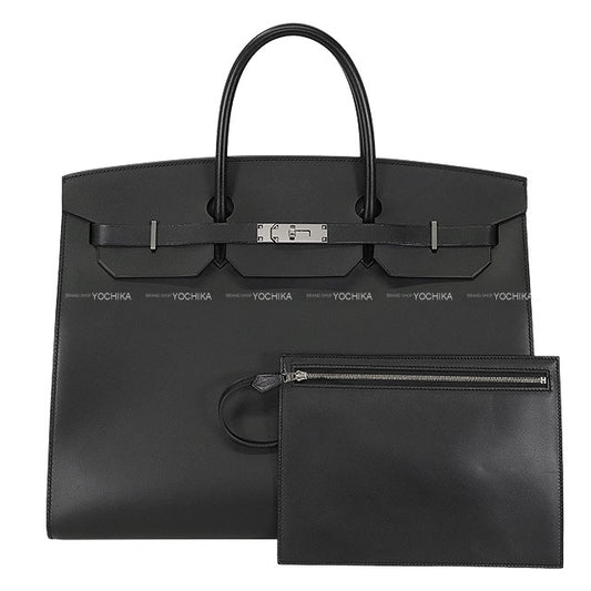 [Pre-loved] HERMES Handbag Birkin40 Sellier Noir (Black) Vache Hunter Silver HW Stamp T[LIKE NEW][Authentic]
