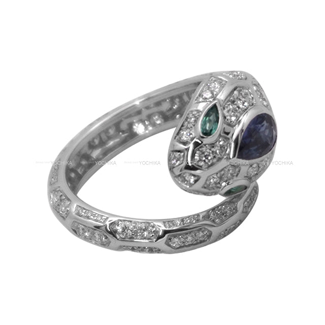 BVLGARI ring Serpenti Seduttori Sapphire 0.47ct/Emerald 0.08ct/Diamond 1.19ct/K18WG #51 355340[EXCELLENT][Authentic]