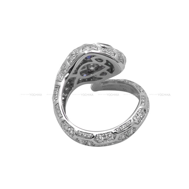 BVLGARI ring Serpenti Seduttori Sapphire 0.47ct/Emerald 0.08ct/Diamond 1.19ct/K18WG #51 355340[EXCELLENT][Authentic]