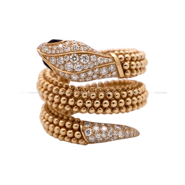 BVLGARI ring Serpenti #M Diamond 0.89ct/Onyx/K18PG 358664[EXCELLENT][Authentic]