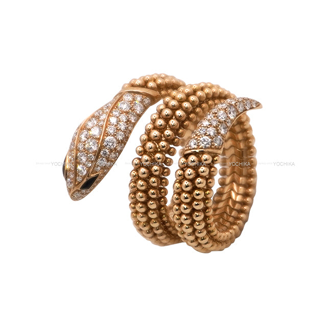 BVLGARI ring Serpenti #M Diamond 0.89ct/Onyx/K18PG 358664[EXCELLENT][Authentic]