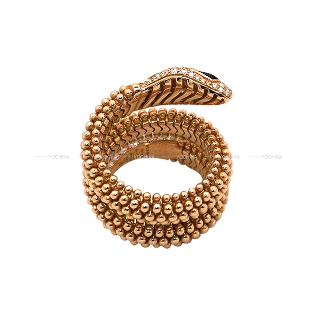 BVLGARI ring Serpenti #M Diamond 0.89ct/Onyx/K18PG 358664[EXCELLENT][Authentic]