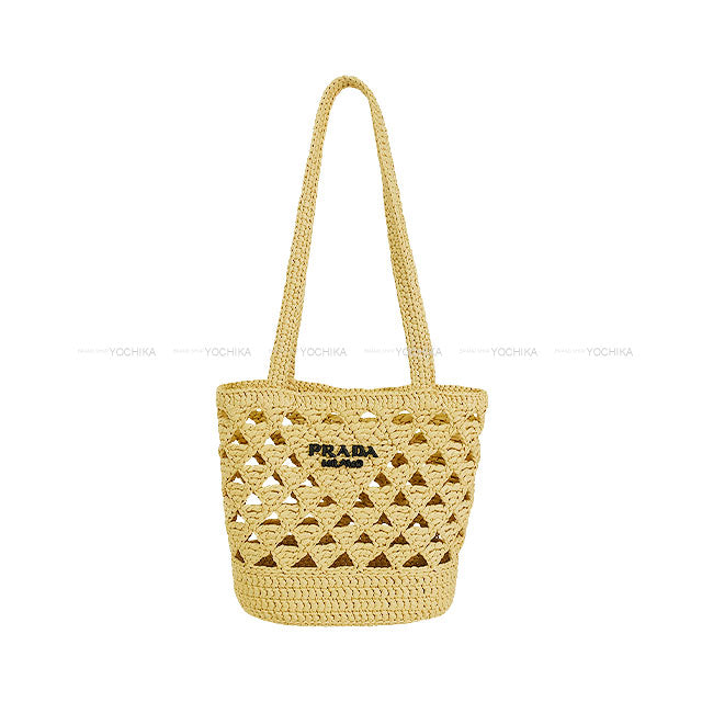 PRADA tote bag Crochet Mini raffia Naturel Viscose 1BG494[EXCELLENT][Authentic]