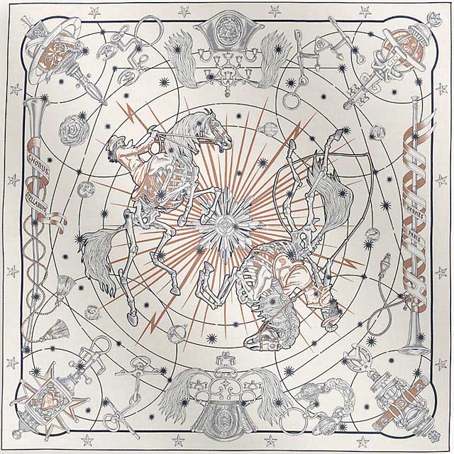 HERMES scarf Carre 140 Chorus Stellarum Blanc (White) Marine/Beige Rose Cashmere70% / Silk30% 243912S04[BRAND NEW][Authentic]