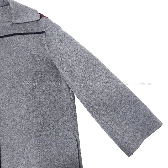 [Pre-loved] HERMES Trench coat Collared W Line Serie Button Grey Cashmere100% #42 Silver HW[LIKE NEW][Authentic]