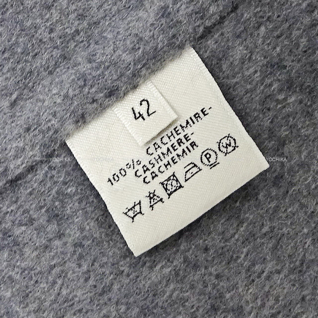 [Pre-loved] HERMES Trench coat Collared W Line Serie Button Grey Cashmere100% #42 Silver HW[LIKE NEW][Authentic]