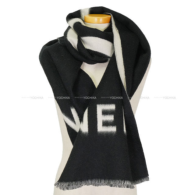 [Pre-loved] CHANEL muffler Blanket Bicolor COCO Mark Noir (Black)/Blanc (White) Cashmere[LIKE NEW][Authentic]