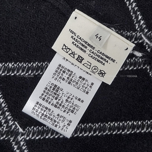 HERMES One‐piece dress Short Sleeve Knit H Rondo Noir (Black)/Blanc (White) Cashmere100% #44[EXCELLENT][Authentic]