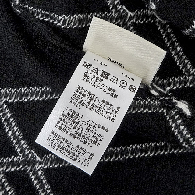 HERMES One‐piece dress Short Sleeve Knit H Rondo Noir (Black)/Blanc (White) Cashmere100% #44[EXCELLENT][Authentic]