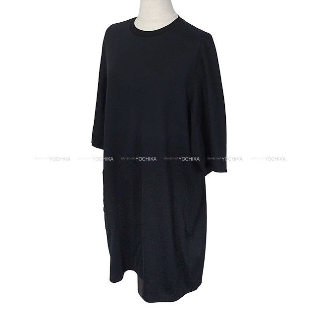 2024SS HERMES One‐piece dress Dress Short Sleeve T shirt with Pocket Embroidery Saber Pouch Noir (Black) Cotton100% 40[EXCELLENT][Authentic]