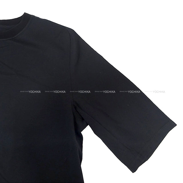 2024SS HERMES One‐piece dress Dress Short Sleeve T shirt with Pocket Embroidery Saber Pouch Noir (Black) Cotton100% 40[EXCELLENT][Authentic]