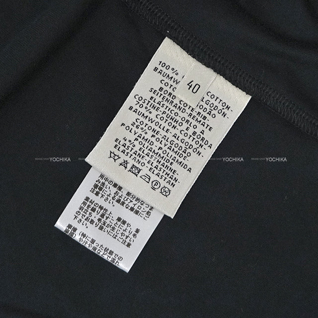 2024SS HERMES One‐piece dress Dress Short Sleeve T shirt with Pocket Embroidery Saber Pouch Noir (Black) Cotton100% 40[EXCELLENT][Authentic]