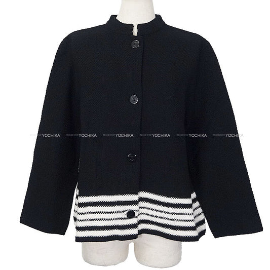 2024 Cruise Collection Dior Plainly colored jacket Knit Logo Mariniere Noir (Black)/Blanc (White) Cotton/Silk #48 414V60BM647[EXCELLENT][Authentic]