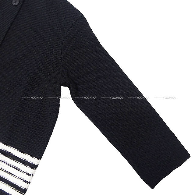 2024 Cruise Collection Dior Plainly colored jacket Knit Logo Mariniere Noir (Black)/Blanc (White) Cotton/Silk #44 414V60BM647[EXCELLENT][Authentic]