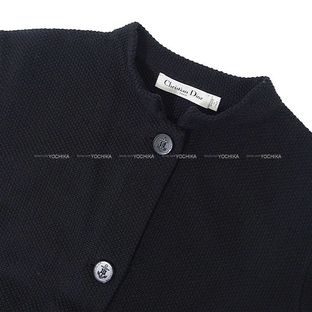 2024 Cruise Collection Dior Plainly colored jacket Knit Logo Mariniere Noir (Black)/Blanc (White) Cotton/Silk #44 414V60BM647[EXCELLENT][Authentic]