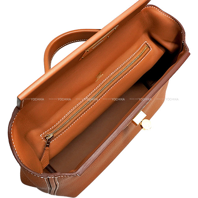 HERMES Shoulder bag Sac 24/24 29 Gold Veau Togo/Veau Swift Gold HW Stamp B[EXCELLENT][Authentic]