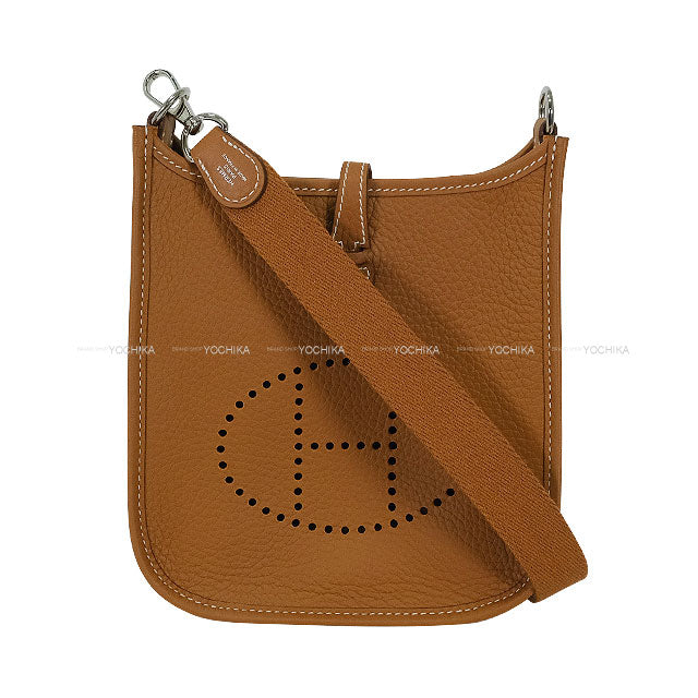 HERMES Shoulder bag Evelyne 16 TPM Short Gold Taurillon Clemence Silver HW Stamp W[EXCELLENT][Authentic]