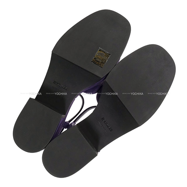 HERMES sandals Jam 30 Purple Velour #37 Silver HW[EXCELLENT][Authentic]