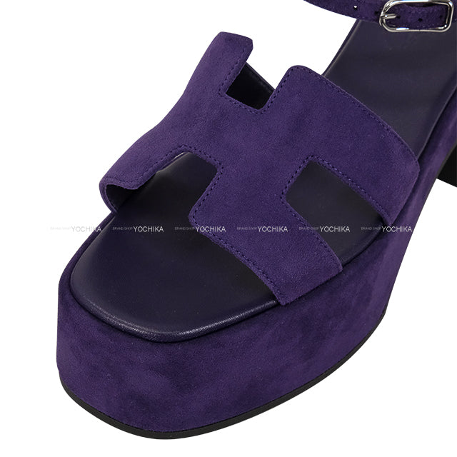 HERMES sandals Jam 30 Purple Velour #37 Silver HW[EXCELLENT][Authentic]