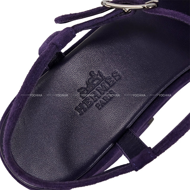 HERMES sandals Jam 30 Purple Velour #37 Silver HW[EXCELLENT][Authentic]