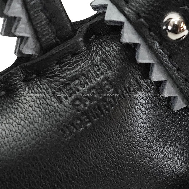 HERMES bag charm Buddy with Studs Collar Noir (Black) Agneau Milo/Mouton Silver HW Stamp K[BRAND NEW][Authentic]