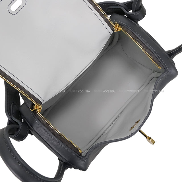 HERMES Shoulder bag Lindy mini 20 Verso Ardoise/Gris Platine Veau Swift Champagne Gold HW Stamp W[EXCELLENT][Authentic]