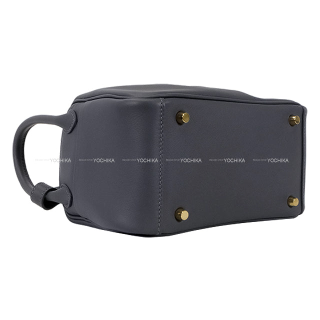 HERMES Shoulder bag Lindy mini 20 Verso Ardoise/Gris Platine Veau Swift Champagne Gold HW Stamp W[EXCELLENT][Authentic]