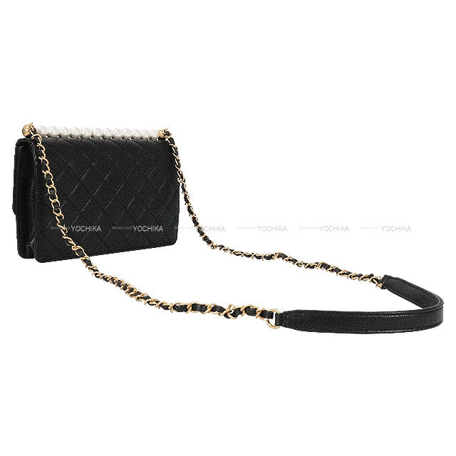 [Pre-loved] CHANEL Shoulder bag Matelasse COCO Mark Pearl Chain Noir (Black) Lambskin Antique Gold HW AS0585[LIKE NEW][Authentic]