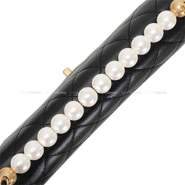 [Pre-loved] CHANEL Shoulder bag Matelasse COCO Mark Pearl Chain Noir (Black) Lambskin Antique Gold HW AS0585[LIKE NEW][Authentic]