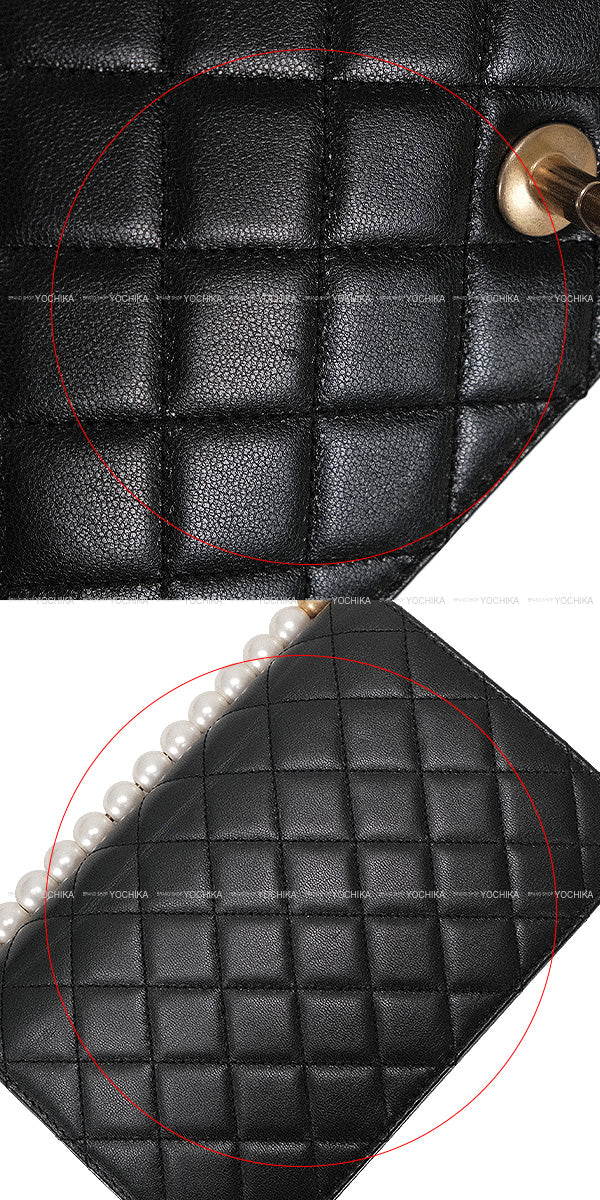 [Pre-loved] CHANEL Shoulder bag Matelasse COCO Mark Pearl Chain Noir (Black) Lambskin Antique Gold HW AS0585[LIKE NEW][Authentic]