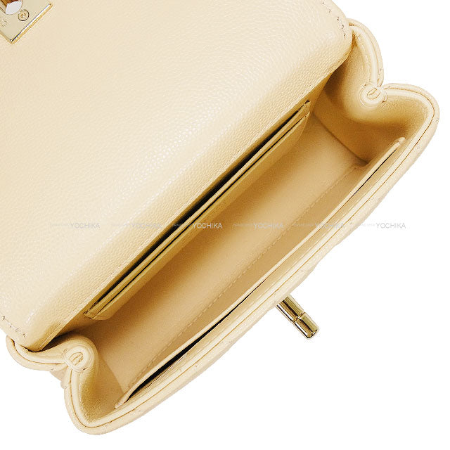 CHANEL Shoulder bag Matelasse COCO Handle Mini Beige Graind Calf(Caviarskin) Champagne Gold HW AP4244[EXCELLENT][Authentic]