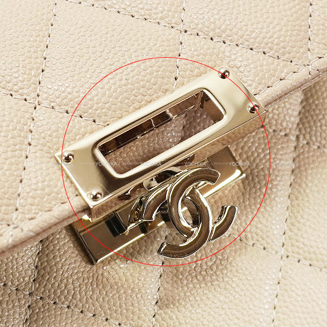 CHANEL long wallet Matelasse COCO Lock Beige Graind Calf(Caviarskin) Champagne Gold HW A80768[EXCELLENT][Authentic]