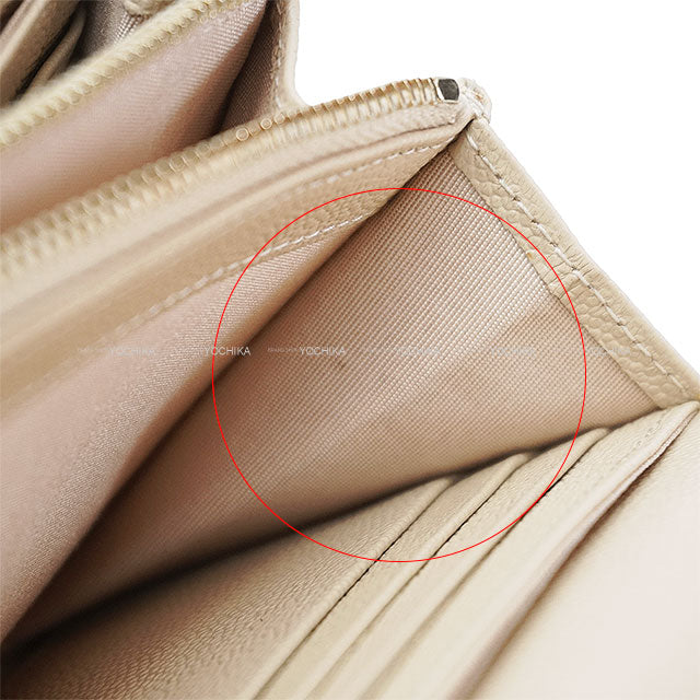 CHANEL long wallet Matelasse COCO Lock Beige Graind Calf(Caviarskin) Champagne Gold HW A80768[EXCELLENT][Authentic]
