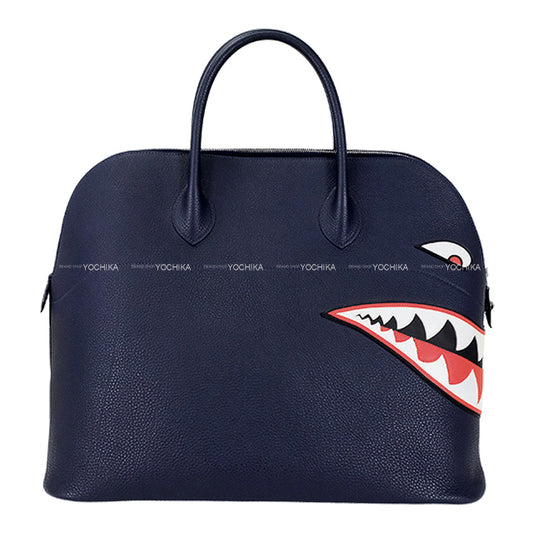 [Pre-loved] Limited 2016 HERMES Handbag Bolide Shark 45 Bleu Nuit Veau Togo Silver HW Stamp X[LIKE NEW][Authentic]